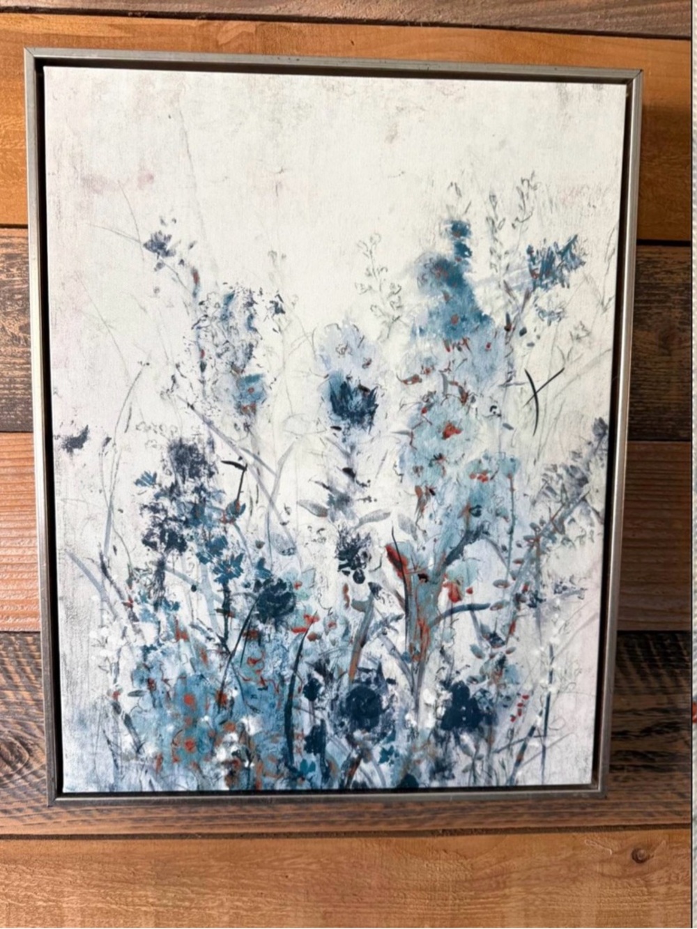 Beautiful Abstract Floral “Blue Spring II Framed Canvas